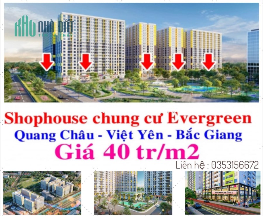 EverGreen Bắc Giang mở bán Shophouse khối đế