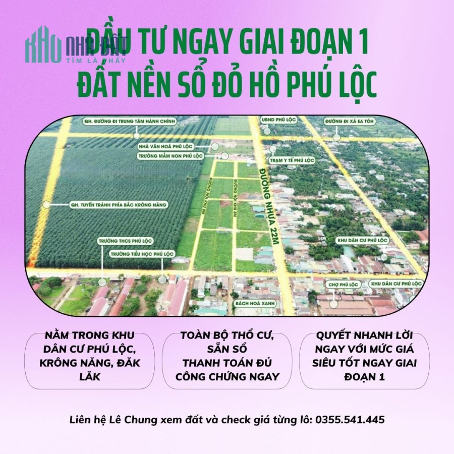 Bán đất sát chợ Phú Lộc - Krong Năng - Đắk Lắk, Sổ sẵn công chứng ngay