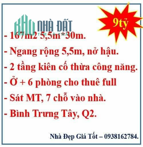 167m2(5.5*30)-2 tầng-HXH- Sát mặt tiền-Vừa ở+6 phòng cho thuê full.