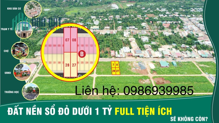 bán đất tại trung tâm huyện Krông Năng 132m2 giá 899tr/nền