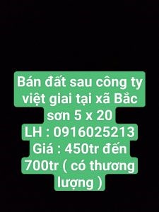 Chính Chủ Cần Bán Đất Sau Công Ty Việt Giai tại : Xã Bắc Sơn, Huyện Trảng Bom, Tỉnh Đồng Nai