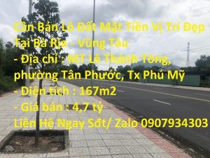 Cần Bán Lô Đất Mặt Tiền Vị Trí Đẹp Tại Bà Rịa – Vũng Tàu