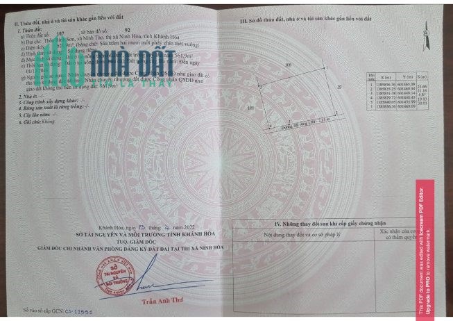 ĐẤT NỀN KHÁNH HÒA, Xã NINH THỌ _ NINH HÒA KHU KINH TẾ NAM VĂN PHONG.