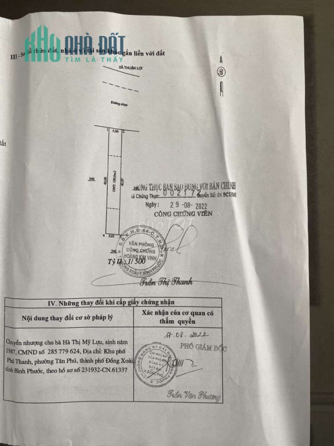 ĐẤT THỔ CƯ CHÍNH CHỦ Thị trấn Tân Phú, Huyện Đồng Phú, Bình Phước