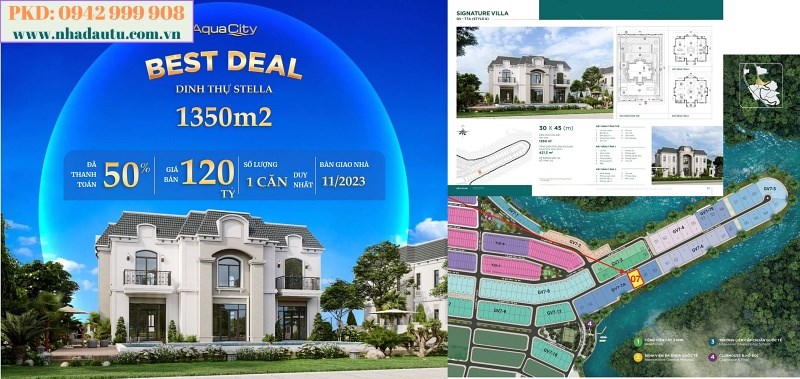 Dinh thự Stella Aqua City 1350m2 giá 120 tỷ