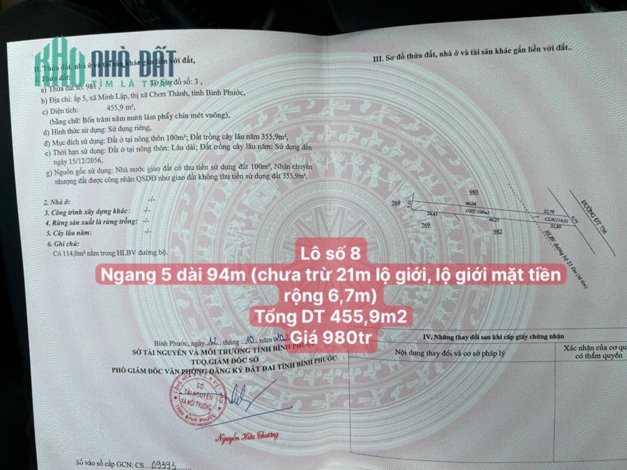 TÔI CẦN B,ÁN LÔ ĐẤT MẶT TIỀN ĐƯỜNG DT756