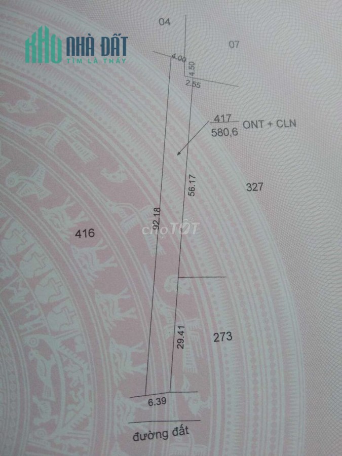 Chính chủ cần bán đất thổ cư+cây lâu năm diện tích 586m