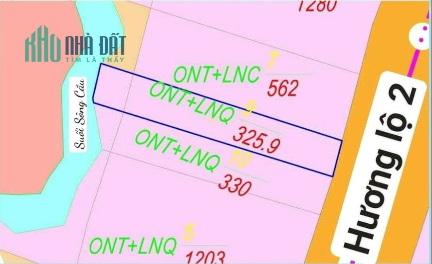 Bán lô đất đẹp 7 x 45m, có 40TC, Mặt tiền Hương Lộ 2- Xã Hòa Long