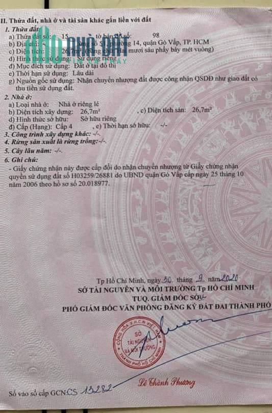 NHÀ NHỎ XINH PHƯỜNG 14 QUẬN GÒ VẤP CÓ TẶNG MÁY NĂNG LƯỢNG MẶT TRỜI CHO KHÁCH
