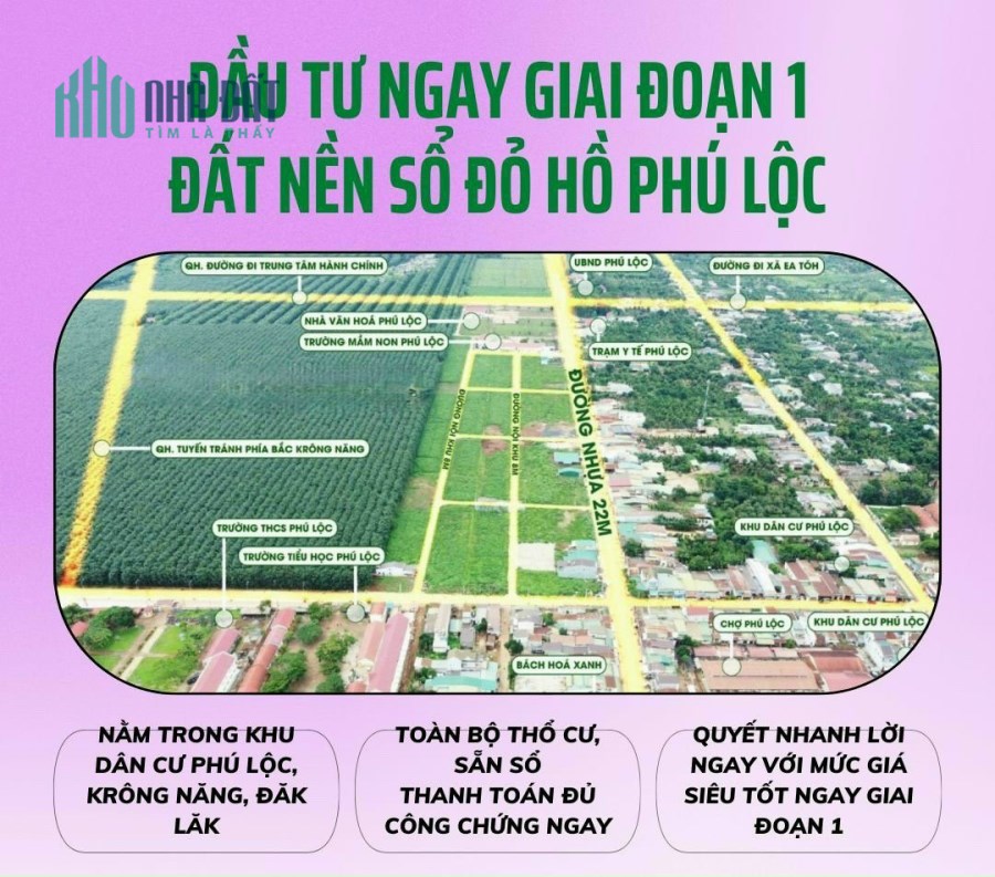 Đầu tư đón đầu trung tâm hành chính huyện mới Krông Năng với đất nền KDC Phú Lộc.