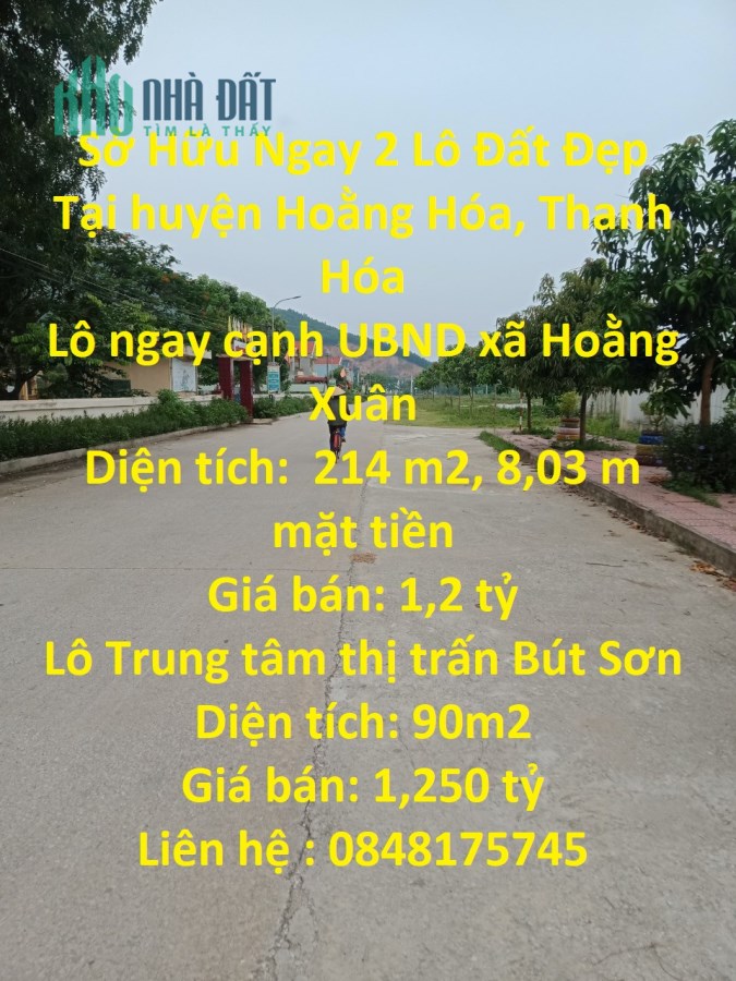 Sở Hữu Ngay 2 Lô Đất Đẹp Tại huyện Hoằng Hóa, Thanh Hóa