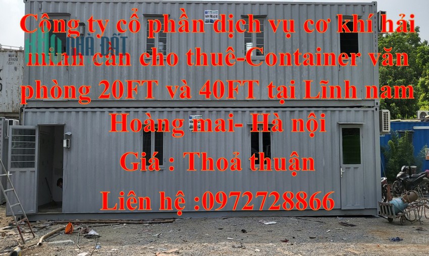 Công ty CP Dịch vụ cơ khí Hải Minh cần cho thuê Container văn phòng 20ft và 40ft .
-Địa chỉ: :