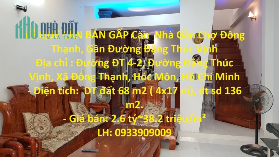 VỀ QUÊ CẦN BÁN GẤP Căn  Nhà Gần Chợ Đông Thạnh, Gần Đường Đặng Thúc Vịnh