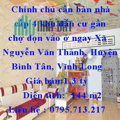 Chính chủ cần bán nhà cấp 4 khu dân cư gần chợ dọn vào ở ngay