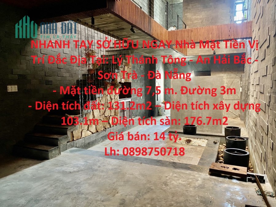 NHANH TAY SỞ HỮU NGAY Nhà Mặt Tiền Vị Trí Đắc Địa Tại: Lý Thánh Tông - An Hải Bắc - Sơn Trà - Đà