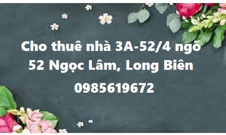 ⭐Cho thuê nhà 3A-52/4 ngõ 52 Ngọc Lâm, Long Biên; 0985619672