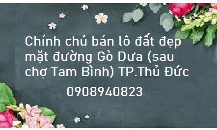 💥Chính chủ bán lô đất đẹp mặt đường Gò Dưa (sau chợ Tam Bình) TP.Thủ Đức; 110tr/m2; 0908940823