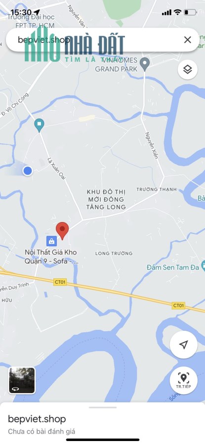 BÁN ĐẤT TẶNG NHÀ- Ngang 5m, dt:127,5m2- mặt tiền nhựa, Nguyễn Duy Trinh,Long Trường,Thủ Đức