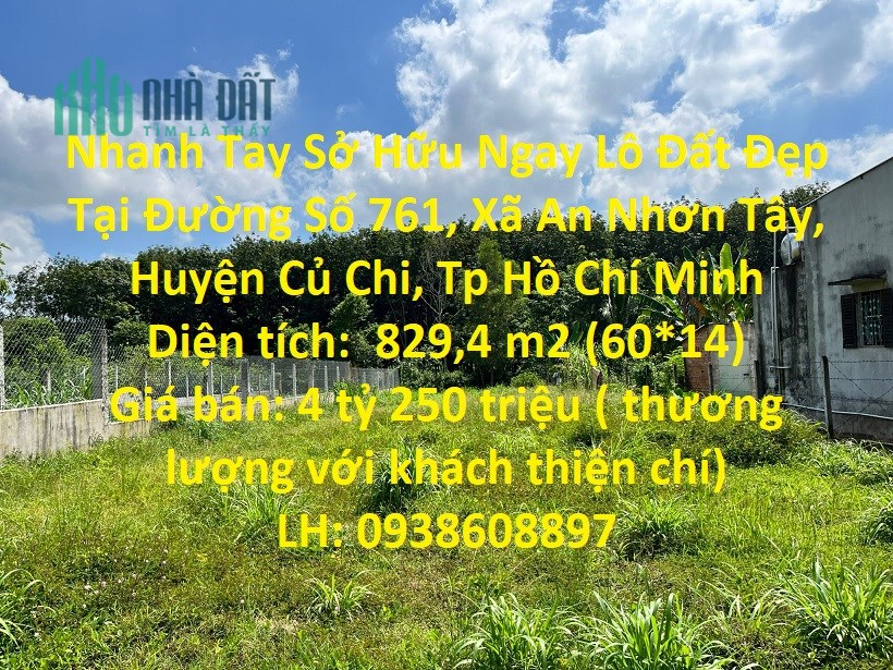 Nhanh Tay Sở Hữu Ngay Lô Đất Đẹp Tại Huyện Củ Chi , TP HCM