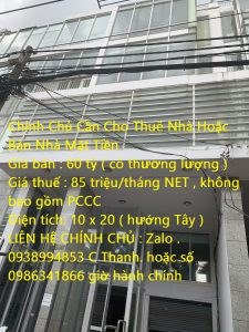 Chính Chủ Cần Cho Thuê Nhà Hoặc Bán Nhà Mặt Tiền