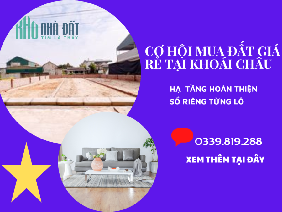 TÀI CHÍNH HƠ 600TR SỞ HỮU NGAY LÔ ĐẤT SẴN SỔ TẠI KHOÁI CHÂU HƯNG YÊN