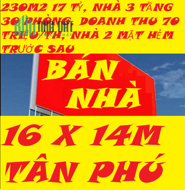 🔥MUA BÁN NHÀ ĐẤT , QUẬN TÂN PHÚ, 3 TẦNG 230M2 DOANH THU 70 TRIỆU