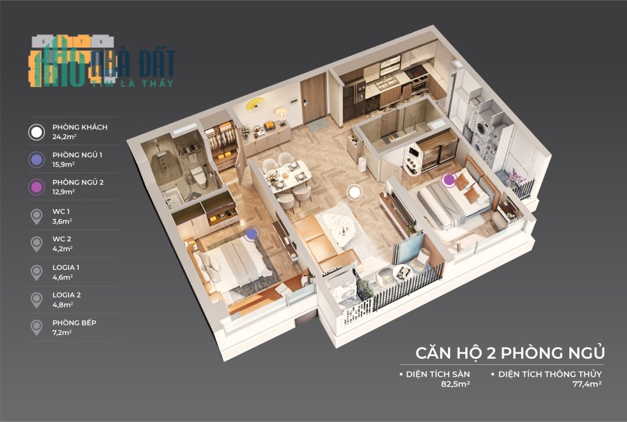 Bán căn hộ 2PN - 82.5m², tầng cao view biển Mỹ Khê, giá rẻ nhất thị trường