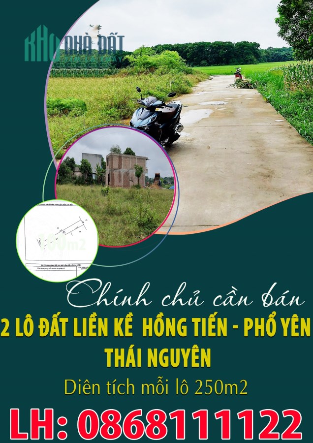 Bán 2 lô đất liền kề Hồng Tiến – Phổ Yên Thái Nguyên giá chỉ 725tr