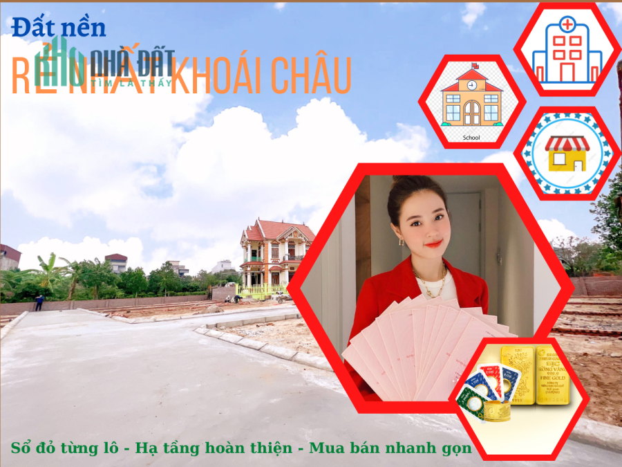 Đất sổ đỏ đường ngõ ô tô gần ủy ban xã Đông Kết, Khoái Châu.