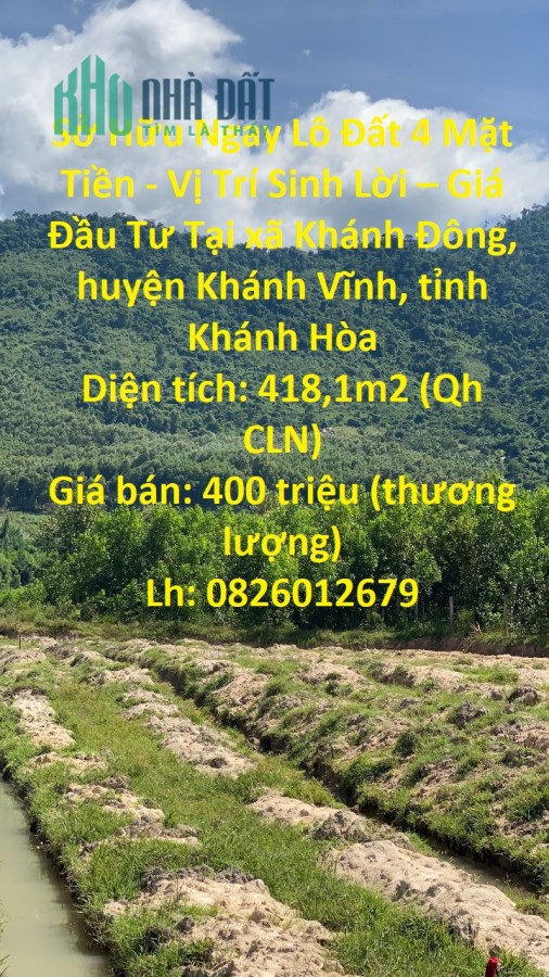 Sở Hữu Ngay Lô Đất 4 Mặt Tiền - Vị Trí Sinh Lời – Giá Đầu Tư Tại Khánh Đông, Khánh Vĩnh