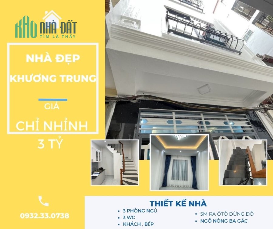 Khương Trung 5m ô tô, ngõ thông Full nội thất, DT30m2 x 4 tầng, Giá 3.19 tỷ.