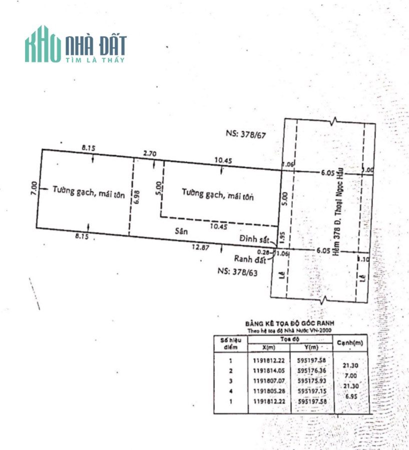 Bán nhà đường Thoại Ngọc Hầu, hẻm 8m. dt 7x22. Giá 11.8 tỷ tl