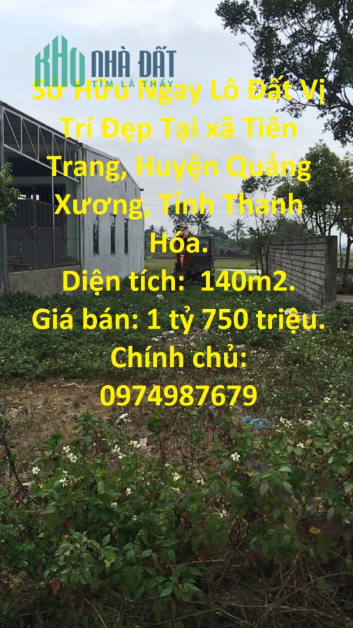 Sở Hữu Ngay Lô Đất Vị Trí Đẹp Tại Huyện Quảng Xương, Tỉnh Thanh Hóa.