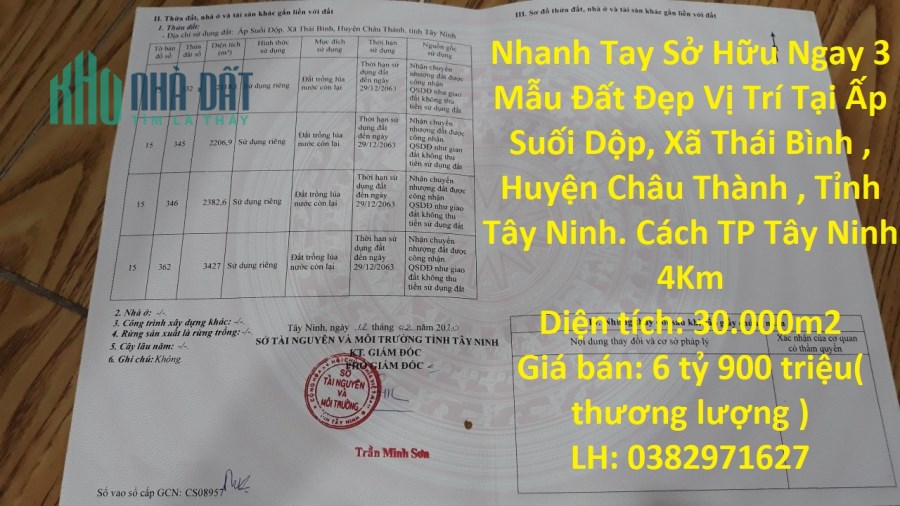 Nhanh Tay Sở Hữu Ngay 3 Mẫu Đất Đẹp Vị Trí Tại Tỉnh Tây Ninh