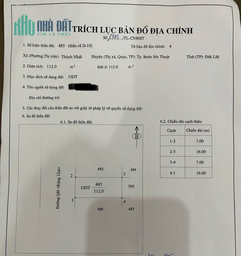 Đất mặt tiền giữa đường Nguyễn Phúc Chu và đường Nguyễn Cơ Thạch - Tp BMT
7x16m TC 100%. Giá chỉ