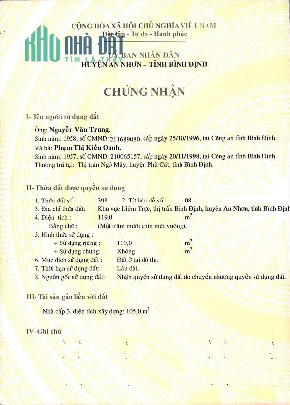CHÍNH CHỦ Cần Bán Nhà Tại TX An Nhơn - Bình Định