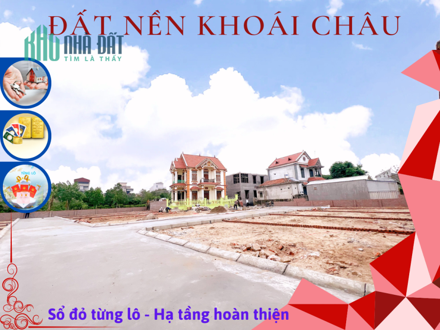 Đất sổ đỏ trung tâm huyện Khoái Châu giá chỉ vài trăm triệu/ lô.