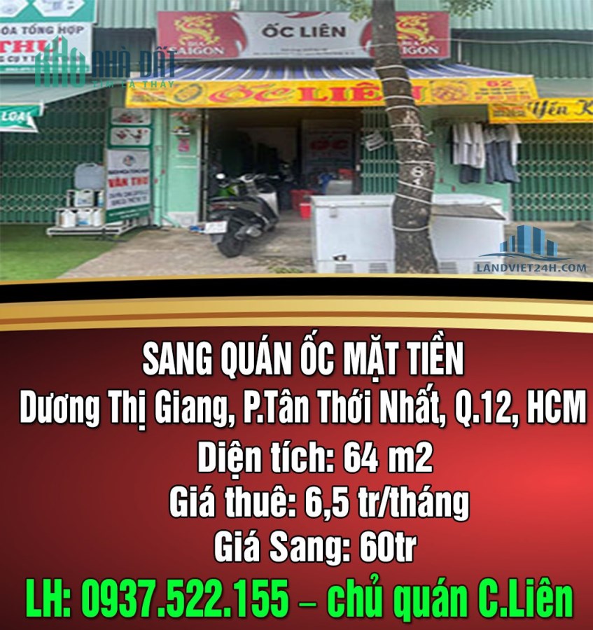 SANG QUÁN ỐC MẶT TIỀN – số 62 Đường Dương Thị Giang, Phường Tân Thới Nhất