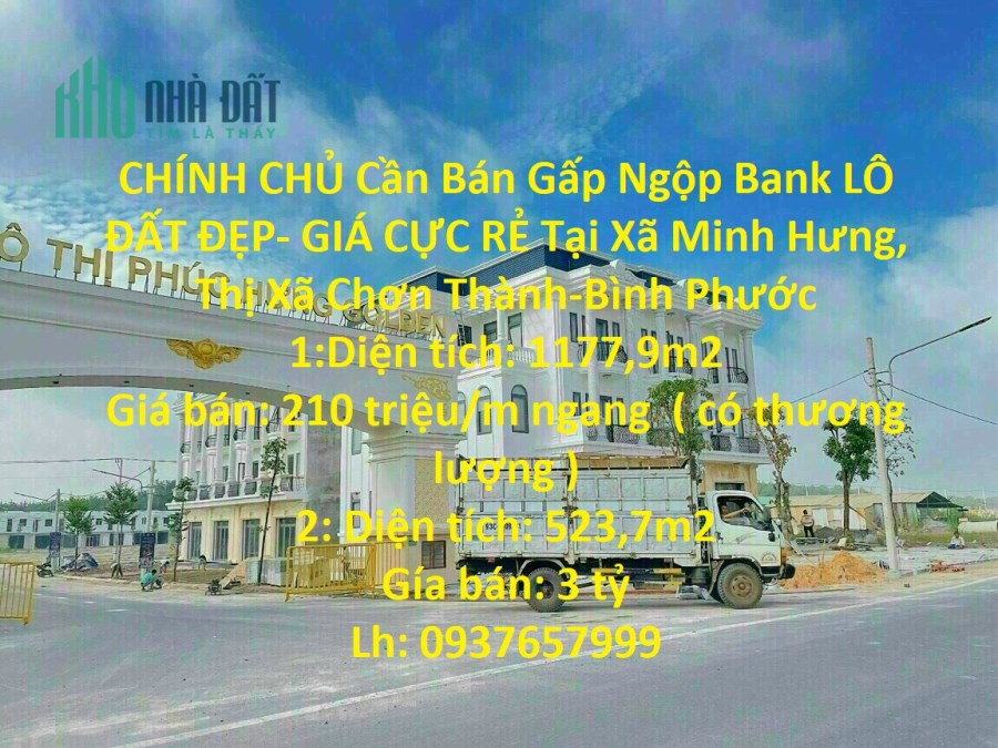 CHÍNH CHỦ Cần Bán Gấp Ngộp Bank LÔ ĐẤT ĐẸP- GIÁ CỰC RẺ Tại Chơn Thành-Bình Phước