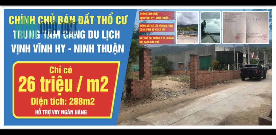 CHÍNH CHỦ CẦN TIỀN  BÁN RẺ ĐẤT THỔ CƯ TRUNG TÂM DU LỊCH VĨNH HY - NINH THUẬN