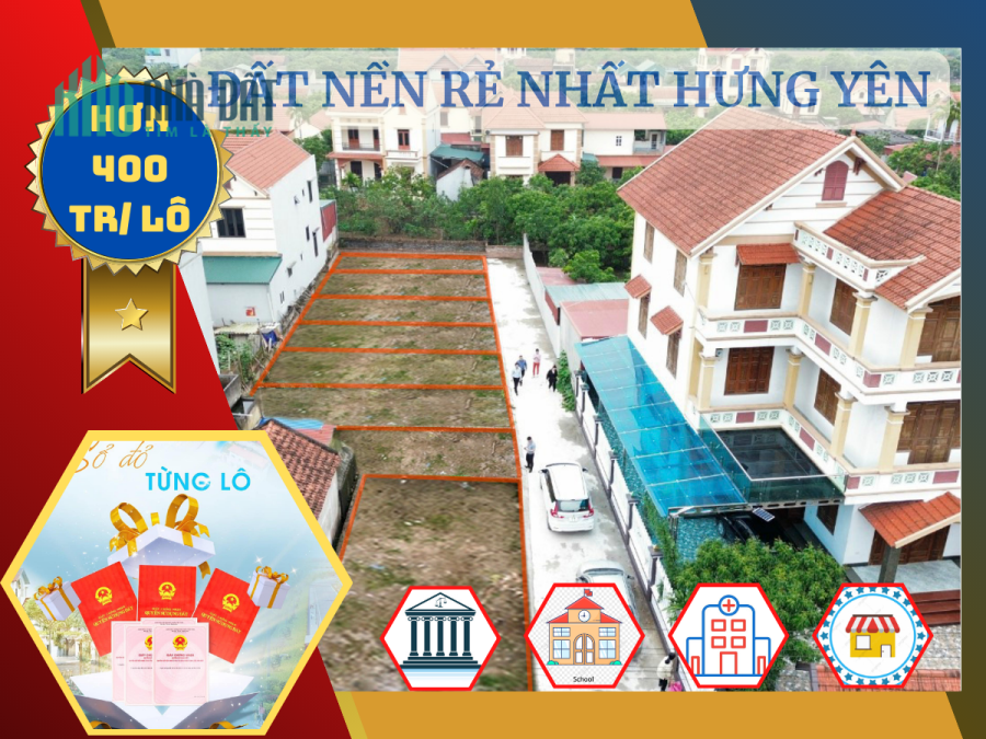 Đất sổ đỏ chỉ hơn 400 triệu ngay cửa ngõ Hà Nội, đầu tỉnh Hưng Yên