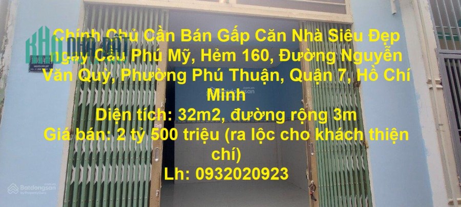 Chính Chủ Cần Bán Gấp Căn Nhà Siêu Đẹp ngay Cầu Phú Mỹ quận 7, TPHCM