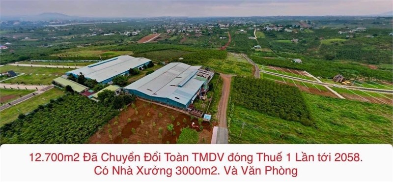 cần bán nhà xưởng với tổng dt12.700m2 tp ngang 130m x dài 98m. Bảo Lộc - Lâm Đồng