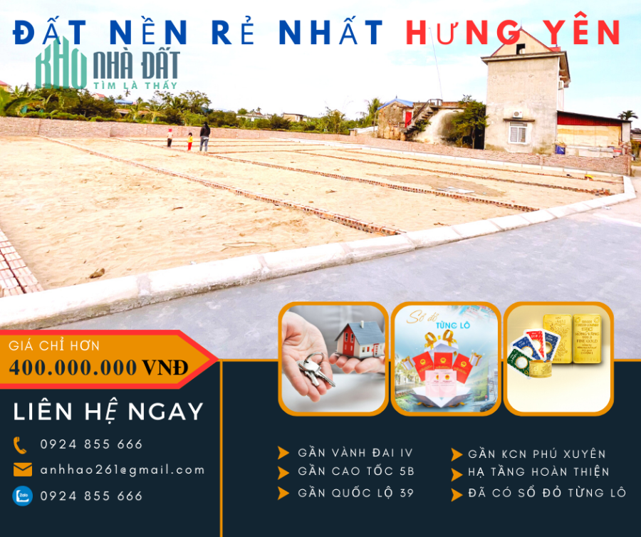 Chưa từng có lô đất giá siêu rẻ tiệm cận Vành Đai IV ngay ở Hưng Yên di chuyển trung tâm Hà Nội 30p